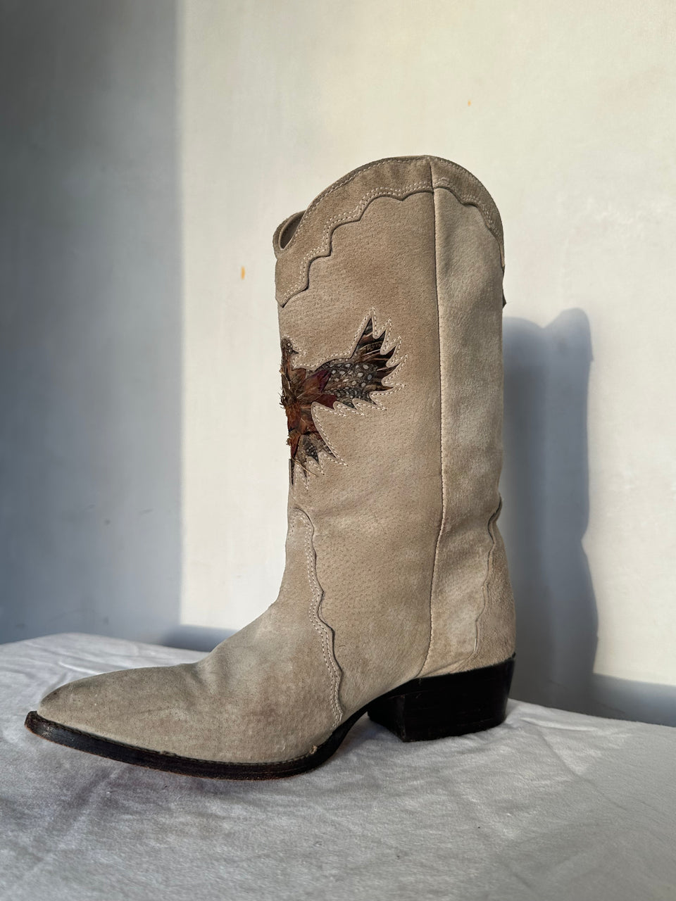 Vintage "Zodiac" Suede boots with Pheonix rising