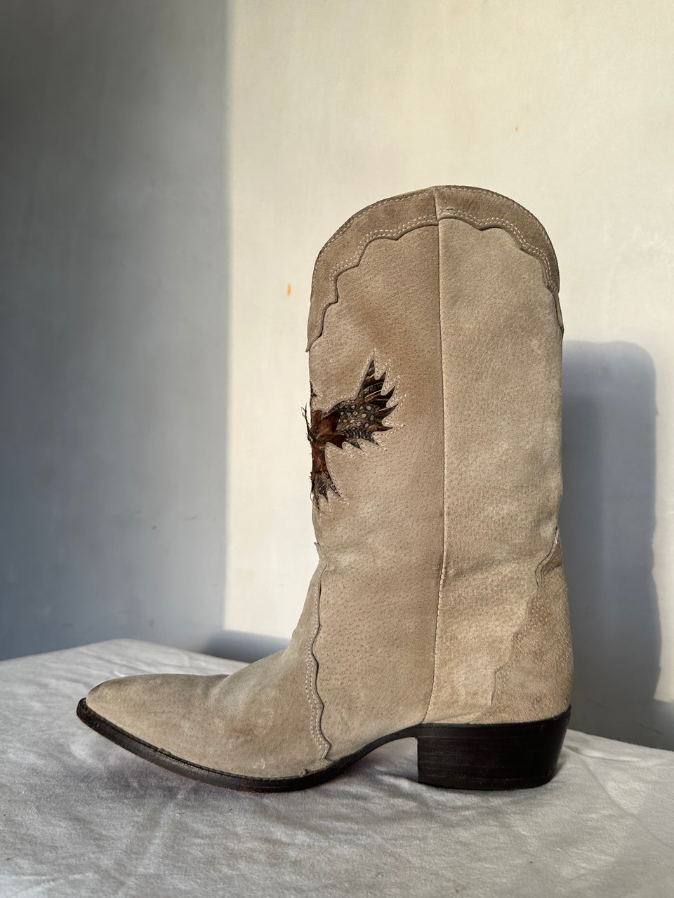 Vintage "Zodiac" Suede boots with Pheonix rising