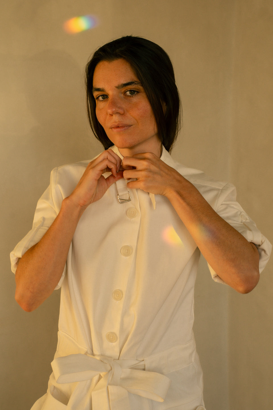 Utility Jumpsuit - White Cotton