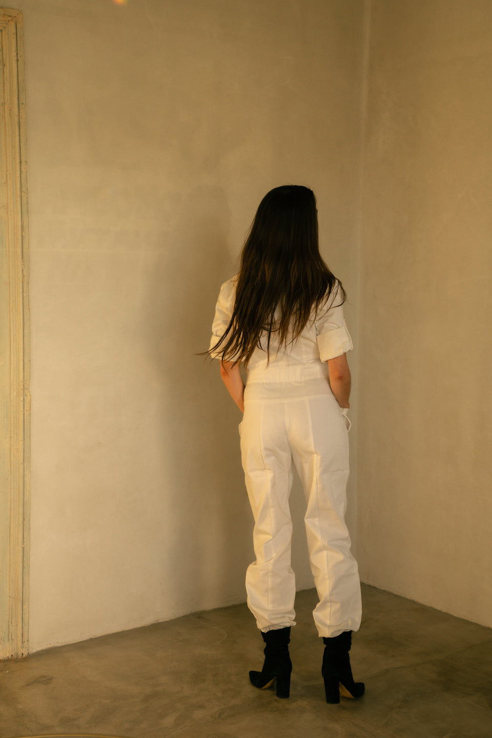 Utility Jumpsuit - White Cotton