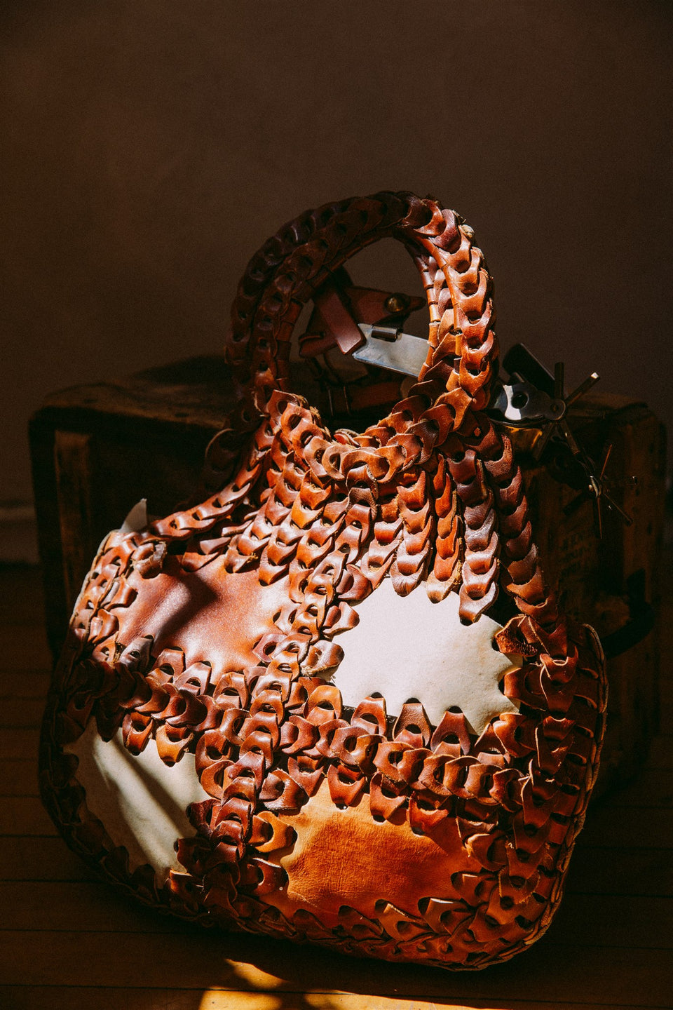 Brown braided purse rare BZB