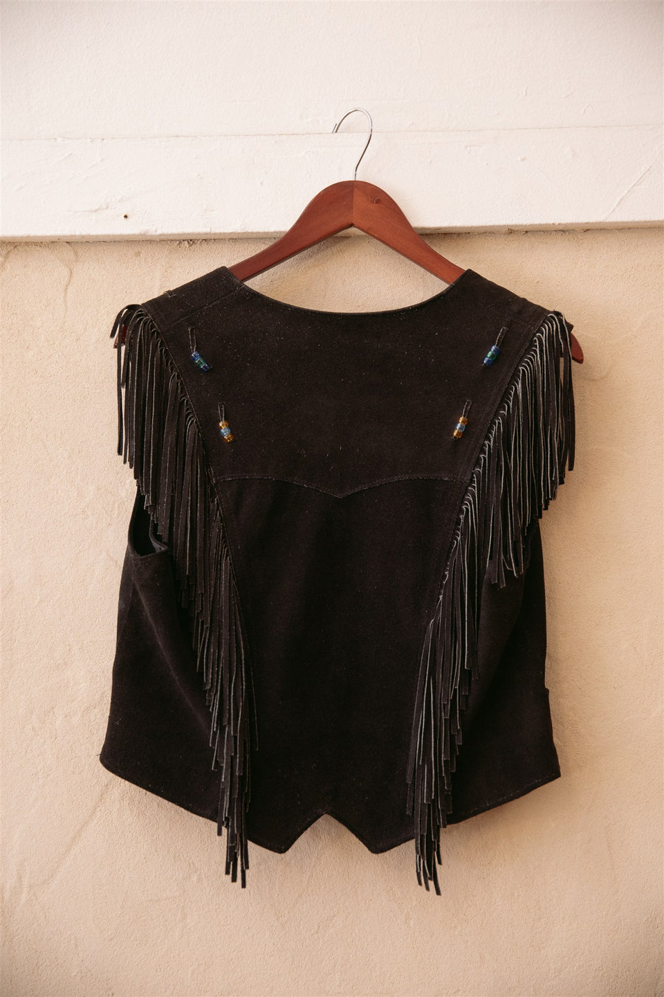 Vintage Suede "Pioneer Wear" fringe vest made in Albuquerque, USA