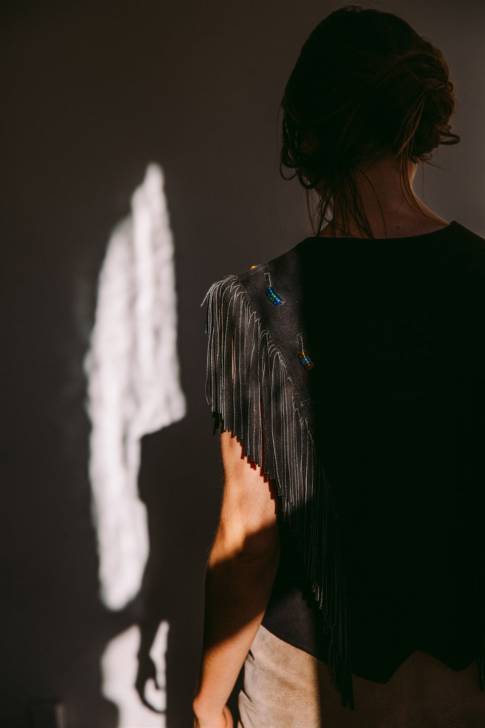 Vintage Suede "Pioneer Wear" fringe vest made in Albuquerque, USA