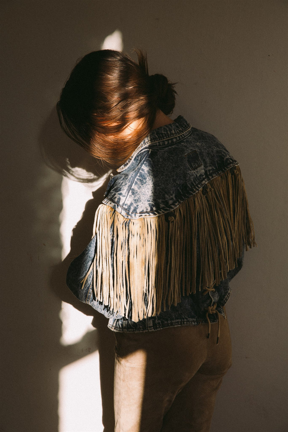 Denim Jacket with Tan Fringe