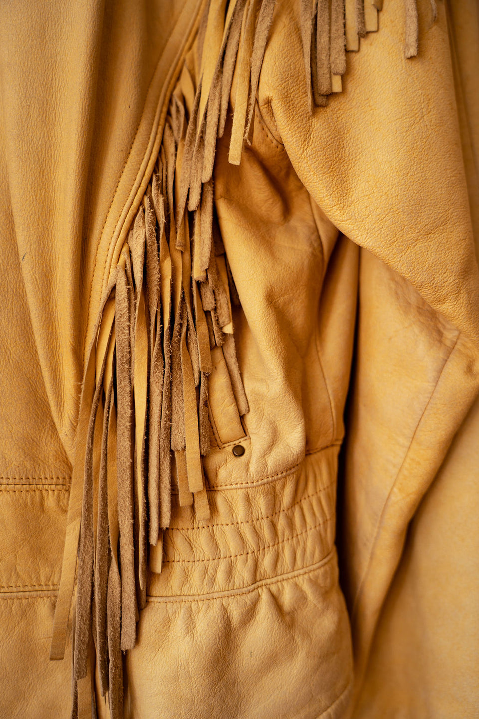 Fringe Tan Leather Jacket L