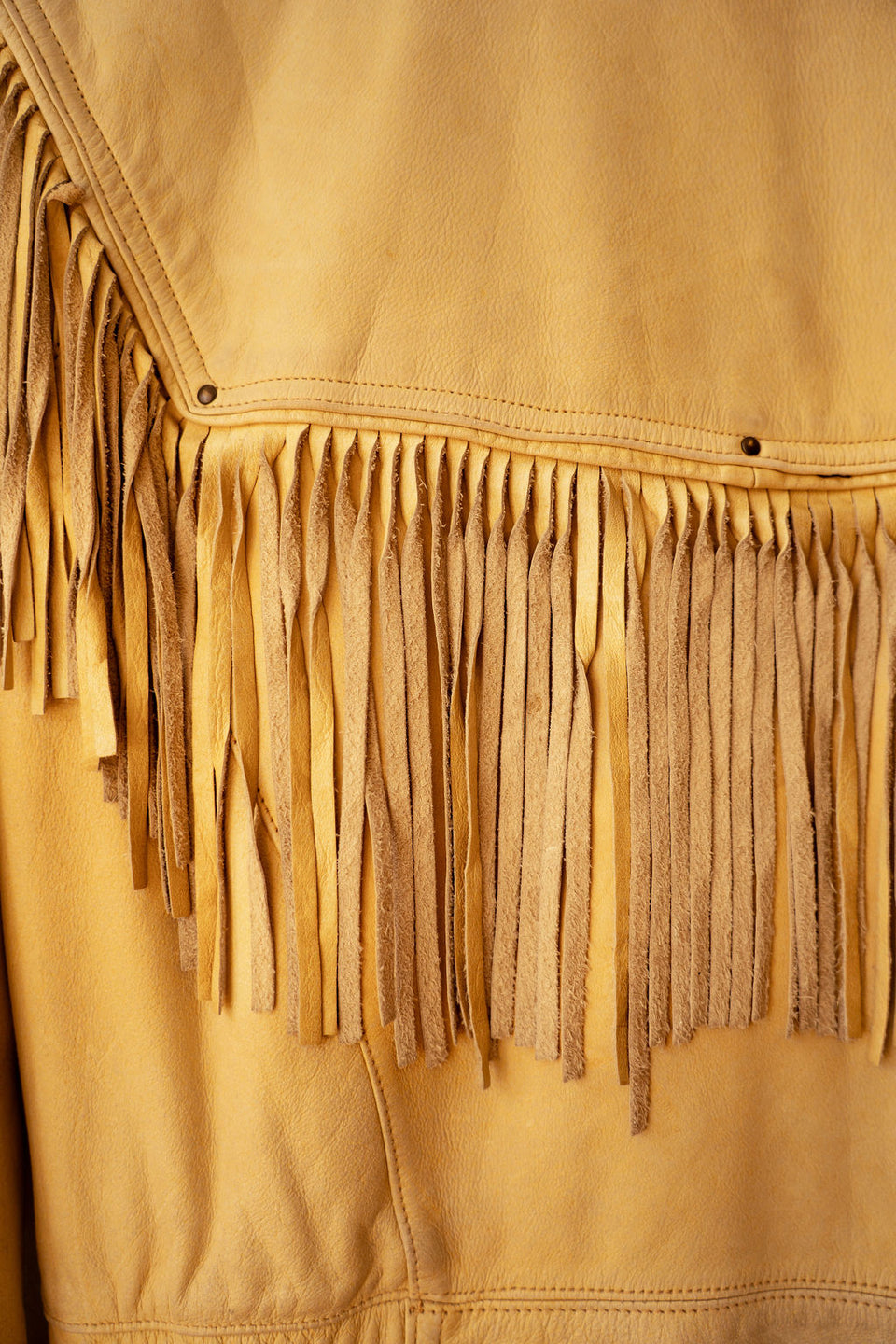 Fringe Tan Leather Jacket L