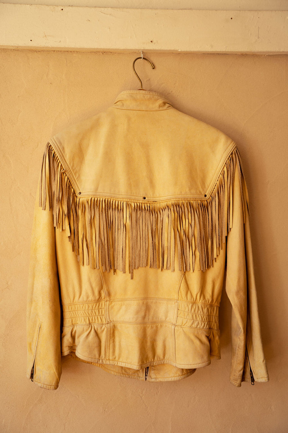 Fringe Tan Leather Jacket L